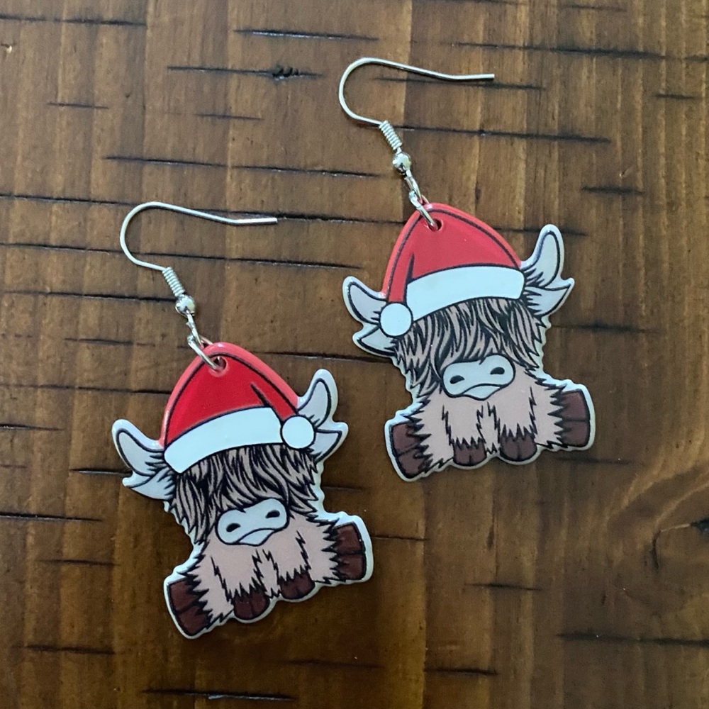 2 for $20 Christmas Highland Cow Earrings